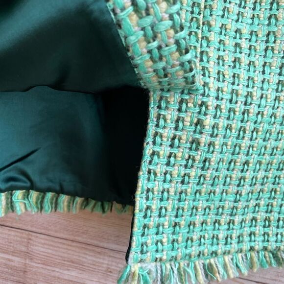 TIBI WOOL BLEND BASKETWEAVE PENCIL SKIRT IN GREEN‎ - Picture 4 of 7